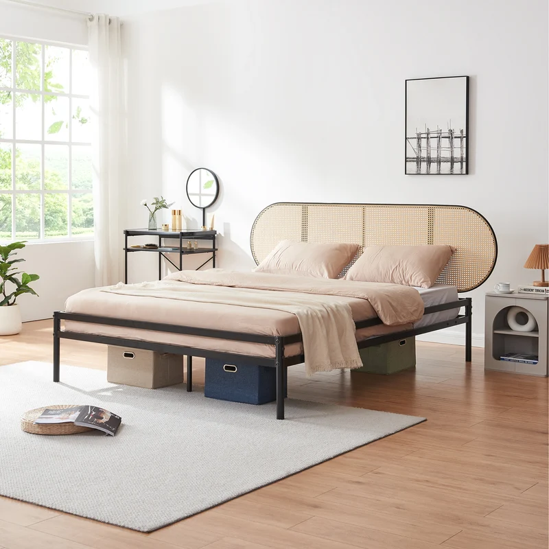 Metallbett Linköping mit ovalem Kopfteil [en.casa]