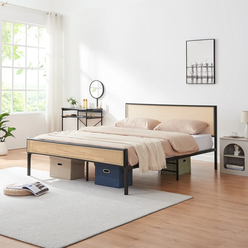 Metallbett Linköping mit rechteckigem Kopfteil [en.casa]