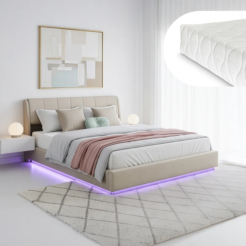 LED Polsterbett mit Matratze Tröstiar [en.casa]