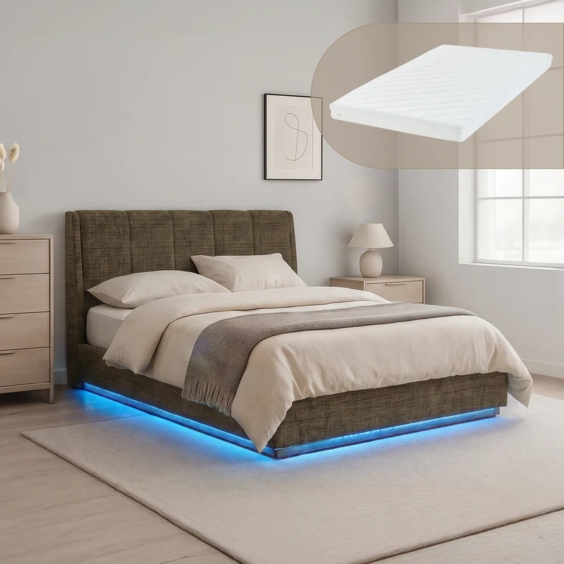 LED Polsterbett mit Matratze Tröstiar [en.casa]