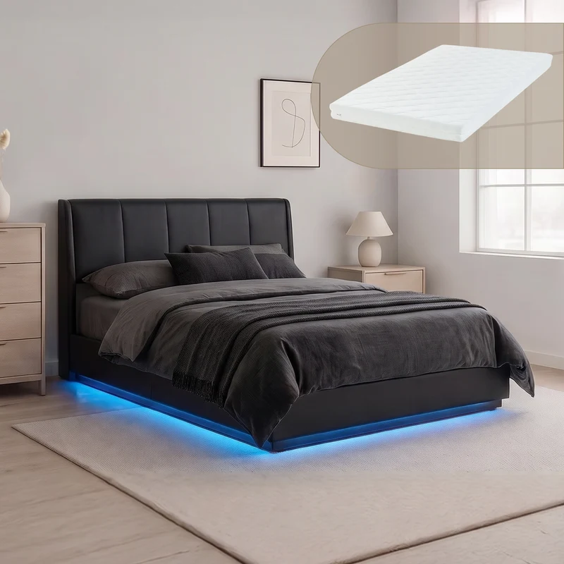 LED Polsterbett mit Matratze Tröstiar [en.casa]