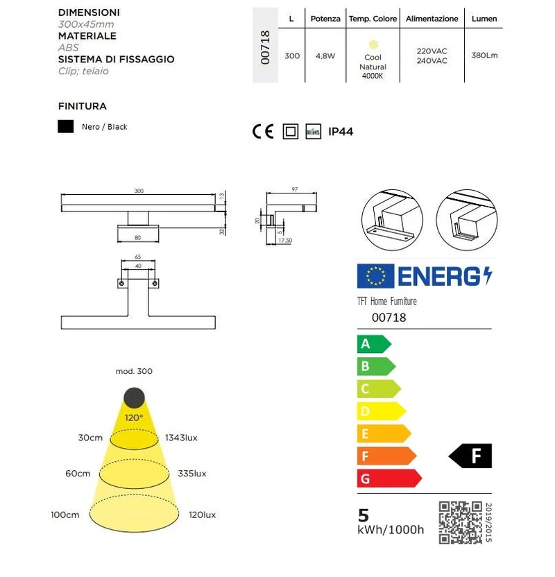 Lampada Led per specchio BLACK