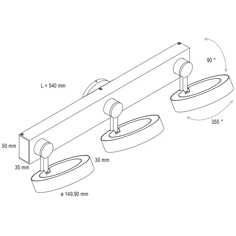 Dominua III LED Wand,-Deckenleuchte 36W