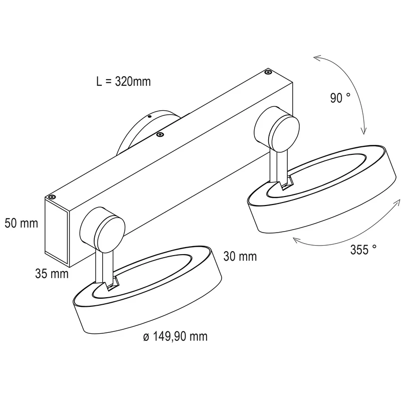 Dominua II LED Wand,-Deckenleuchte 24W