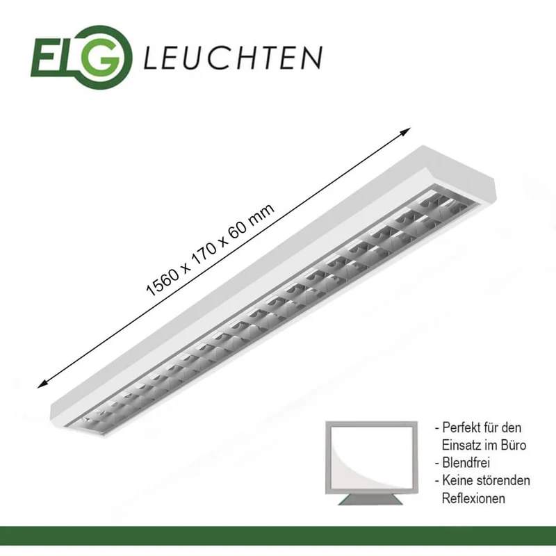 LED Rasteranbauleuchte Single-Raster 150cm 1-flammig, vorverdrahtet für LED Röhren