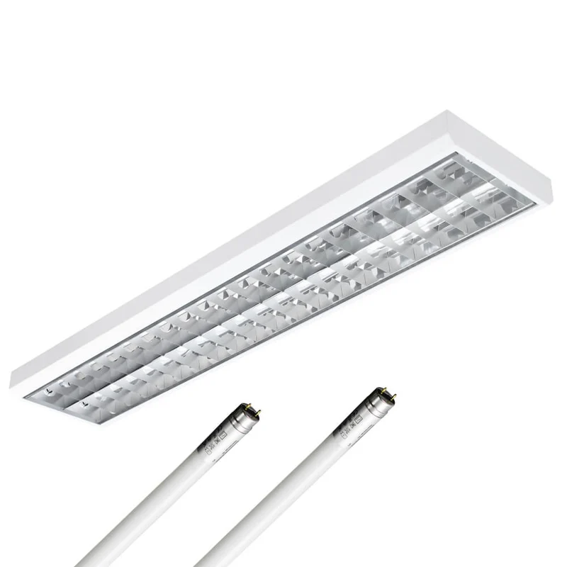 LED Rasteranbauleuchte Single-Raster, 150cm, 2-flammig, vorverdrahtet für LED Röhren