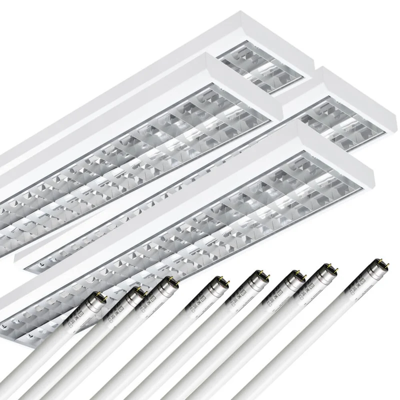 LED Rasteranbauleuchte Single-Raster, 150cm, 2-flammig, vorverdrahtet für LED Röhren