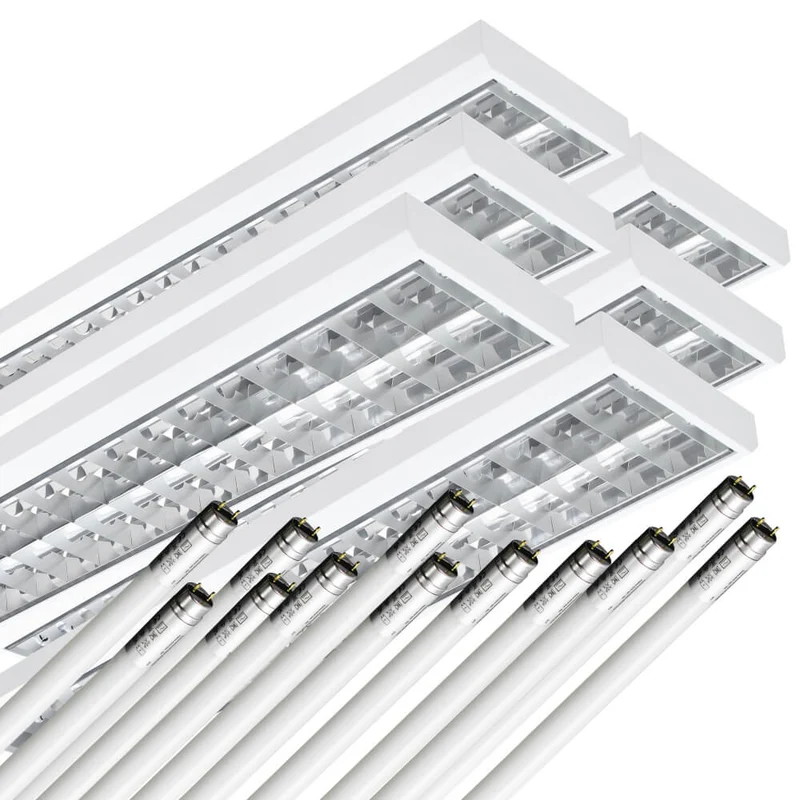 LED Rasteranbauleuchte Single-Raster, 150cm, 2-flammig, vorverdrahtet für LED Röhren