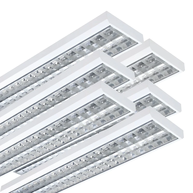 LED Rasteranbauleuchte Single-Raster, 120cm, 2-flammig, vorverdrahtet für LED Röhren