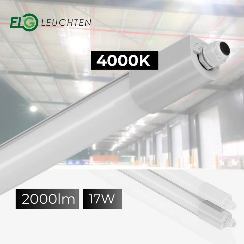 Schmale LED Feuchtraumleuchte 17W 4000K COB 2000lm 4000K IP65