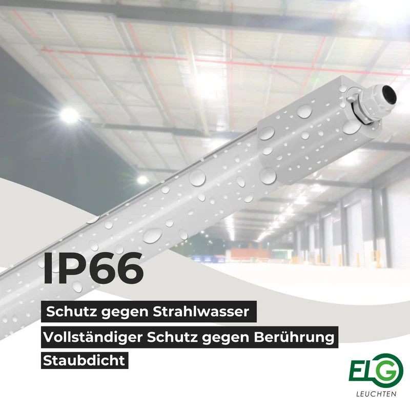 LED Feuchtraumleuchte 120cm umschaltbar 17W/33W 4000K oder 6500K Leistung 2100lm/4000lm IP66 wasserfest