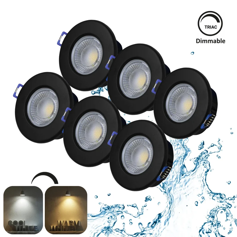 Dimmbarer LED Einbaustrahler 240V 7,5W, 600-650LM, 2800-4000K, IP54, 68mm