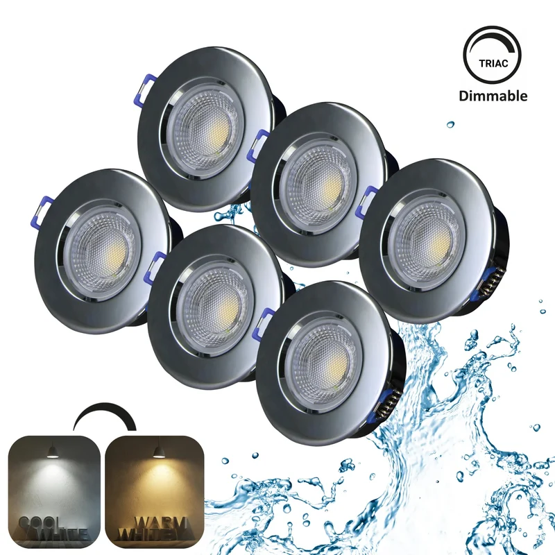 Dimmbarer LED Einbaustrahler 240V 7,5W, 600-650LM, 2800-4000K, IP54, 68mm