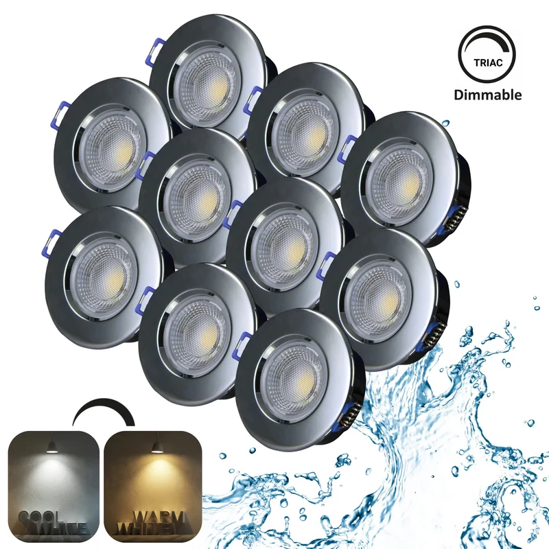 Dimmbarer LED Einbaustrahler 240V 7,5W, 600-650LM, 2800-4000K, IP54, 68mm