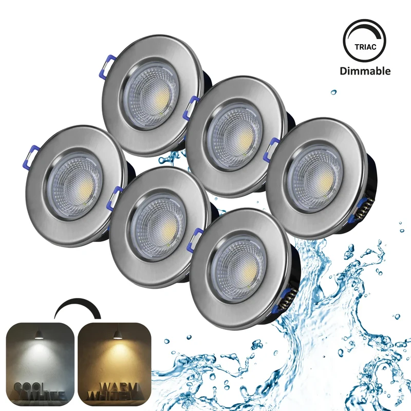 Dimmbarer LED Einbaustrahler 240V 7,5W, 600-650LM, 2800-4000K, IP54, 68mm