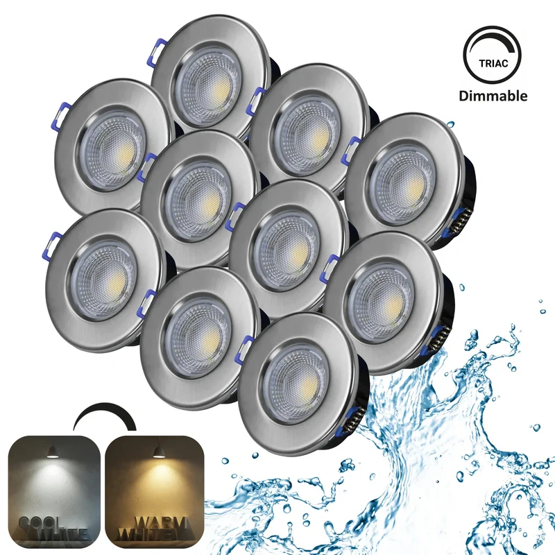 Dimmbarer LED Einbaustrahler 240V 7,5W, 600-650LM, 2800-4000K, IP54, 68mm