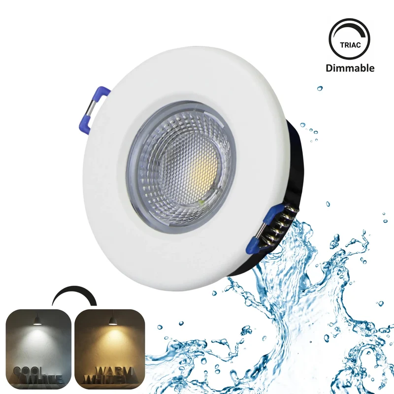 Dimmbarer LED Einbaustrahler 240V 7,5W, 600-650LM, 2800-4000K, IP54, 68mm