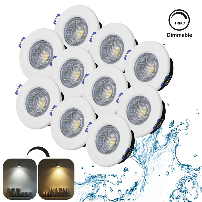 Dimmbarer LED Einbaustrahler 240V 7,5W, 600-650LM, 2800-4000K, IP54, 68mm