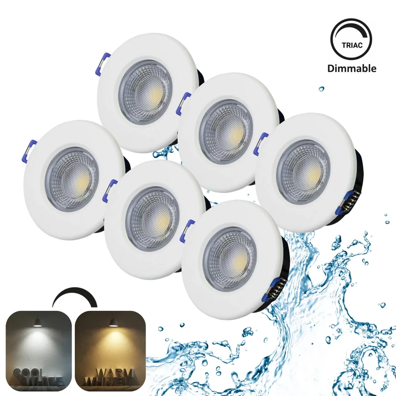 Dimmbarer LED Einbaustrahler 240V 7,5W, 600-650LM, 2800-4000K, IP54, 68mm