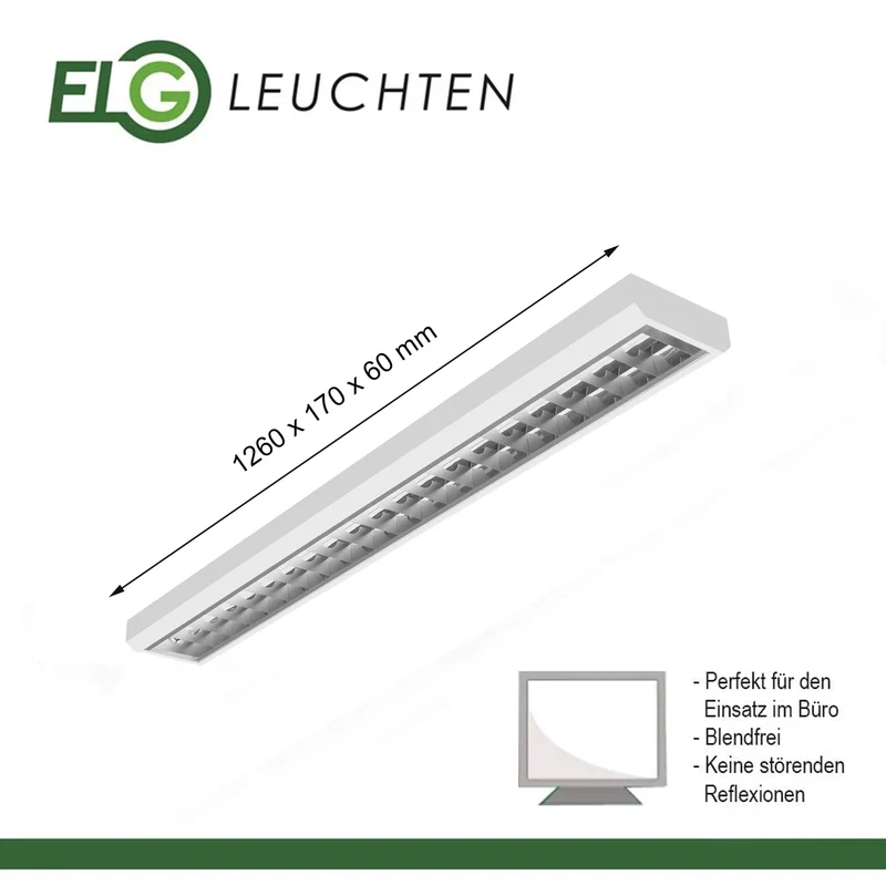 LED Rasteranbauleuchte Single-Raster 120cm 1-flammig vorverdrahtet für LED Röhren