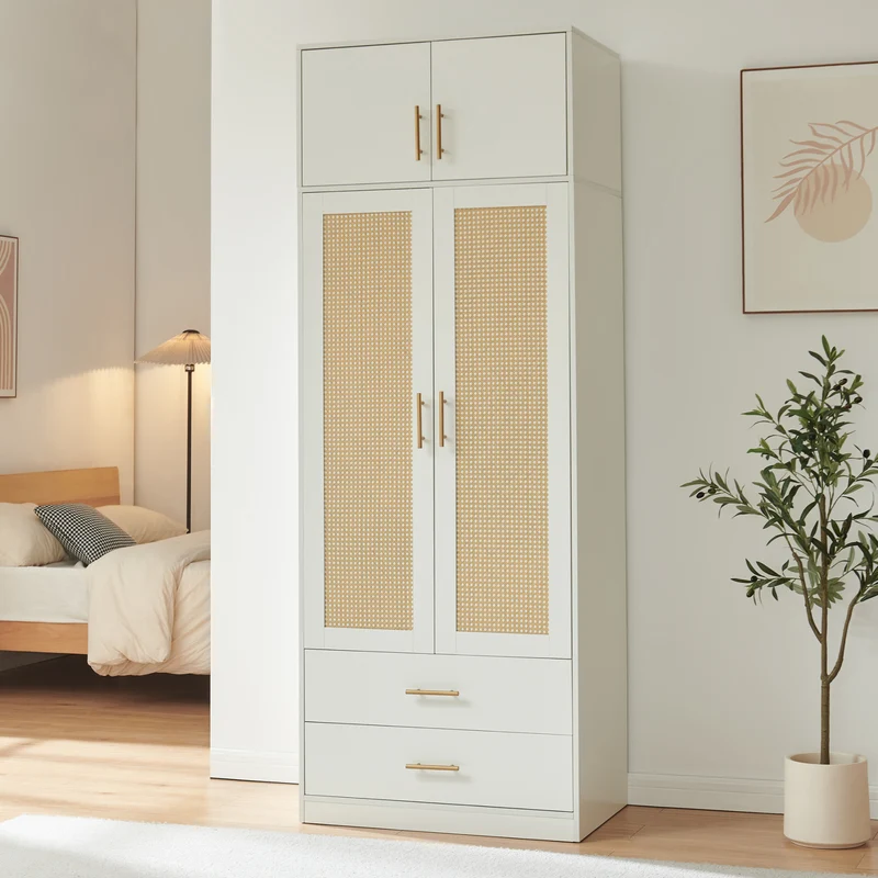 Kleiderschrank Larundi 216x80x52 cm mit 4 Türen [en.casa]