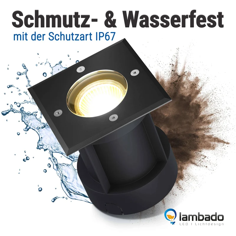LED Bodenstrahler IP67 Schwarz eckig mit RGB Farbwechsel - Smart Home Alexa & Google