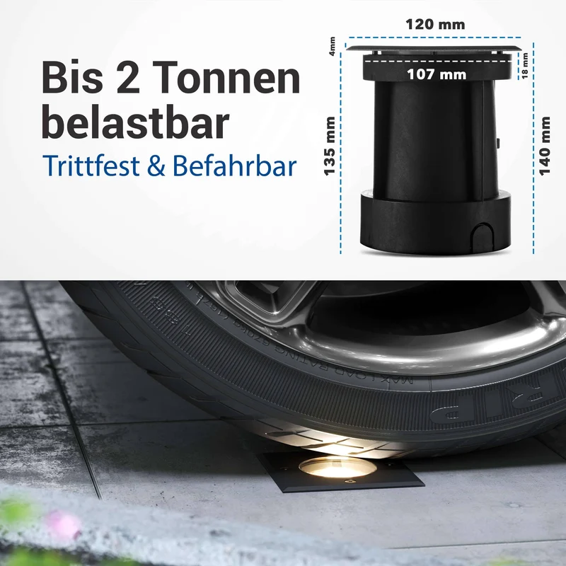 LED Bodenstrahler IP67 Schwarz eckig mit RGB Farbwechsel - Smart Home Alexa & Google