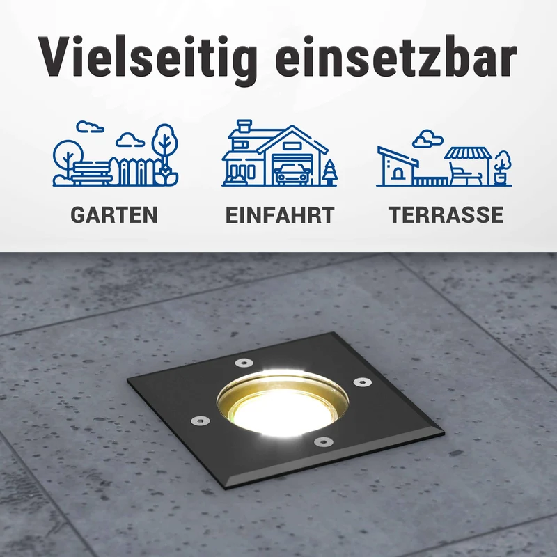 LED Bodenstrahler IP67 Schwarz eckig mit RGB Farbwechsel - Smart Home Alexa & Google