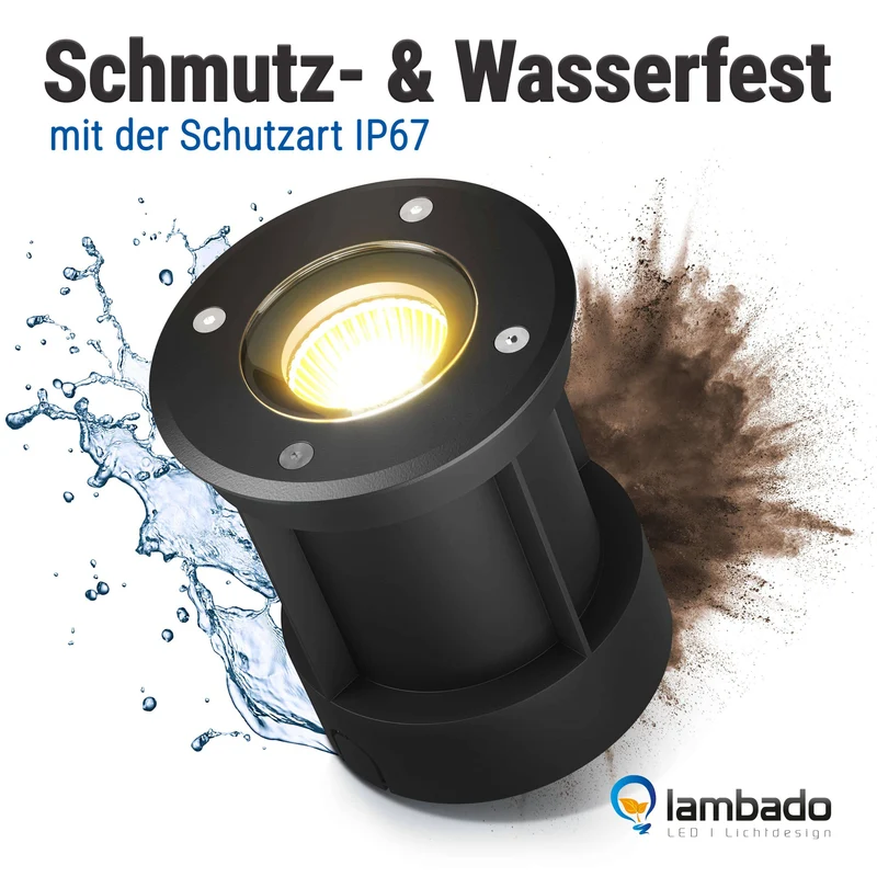 LED Bodenstrahler IP67 Schwarz rund mit RGB - Smart Home per App - Alexa & Google