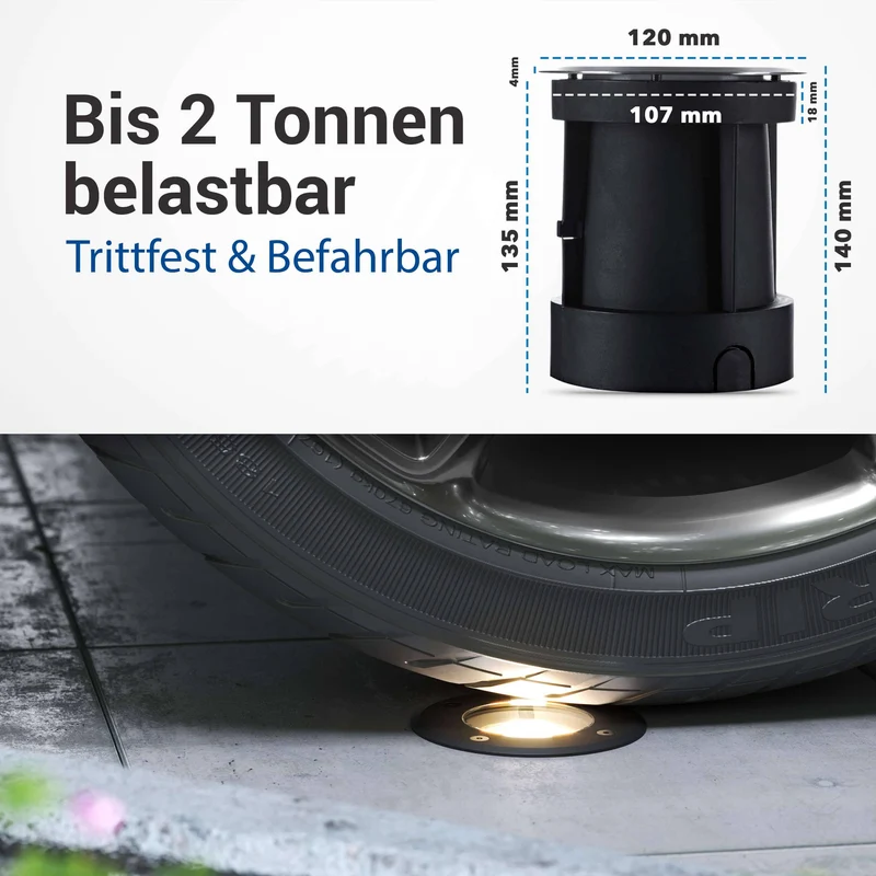 LED Bodenstrahler IP67 Schwarz rund inkl. 3W GU10 Satiniert