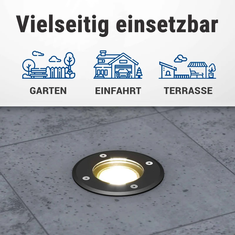 LED Bodenstrahler IP67 Schwarz rund inkl. 3W GU10 Satiniert