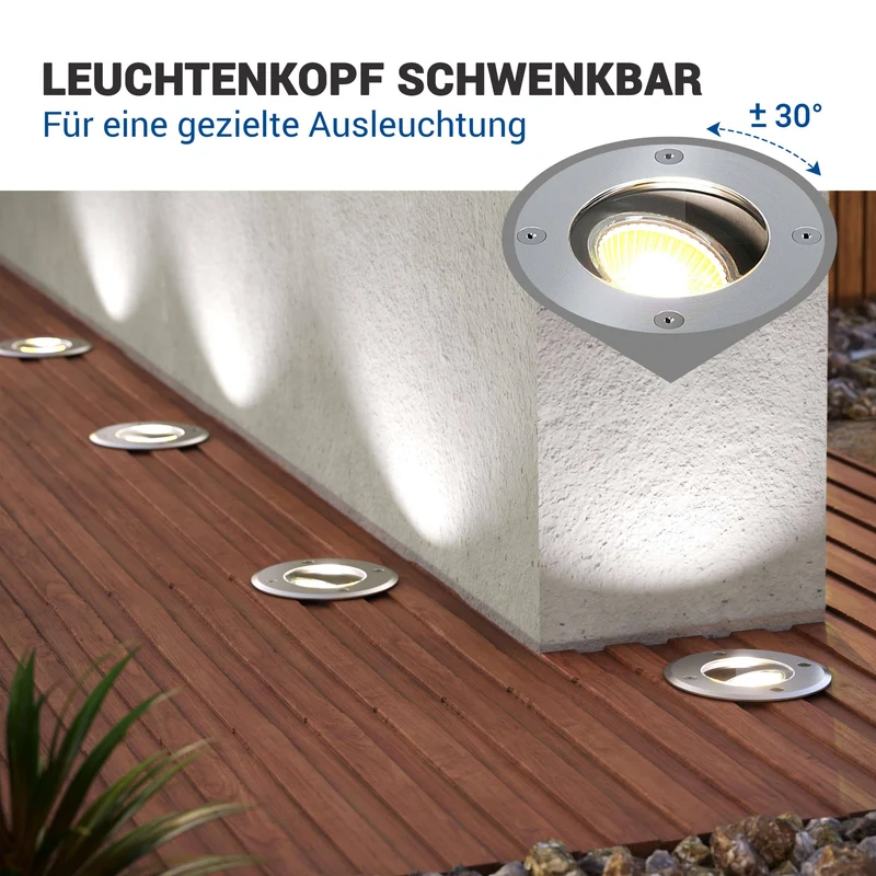 LED Bodenstrahler IP67 Schwarz rund inkl. 5W GU10 Dimmbar