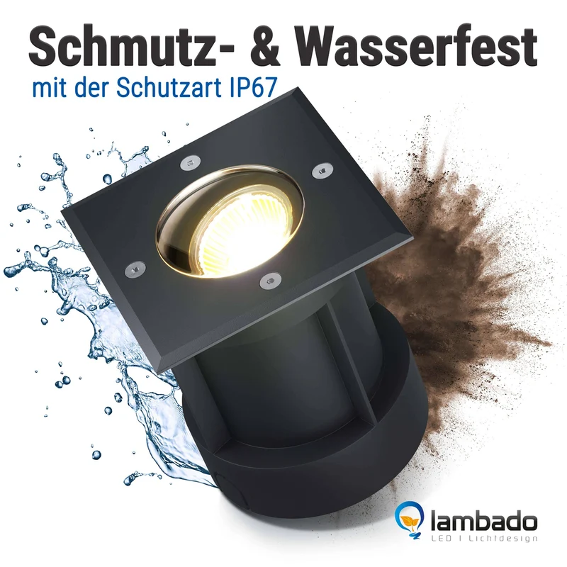 LED Bodenstrahler schwenkbar IP67 eckig schwarz mit RGB Farbwechsel - Smart Home Alexa & Google