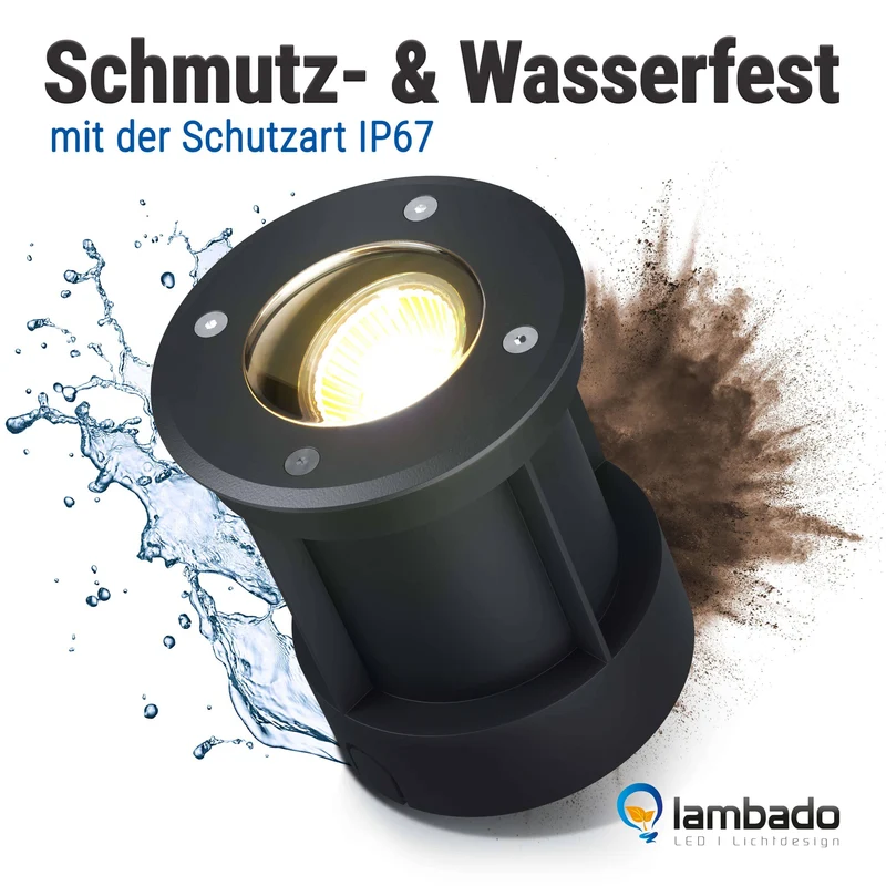 LED Bodenstrahler schwenkbar IP67 schwarz mit RGB Farbwechsel - Smart Home Alexa & Google