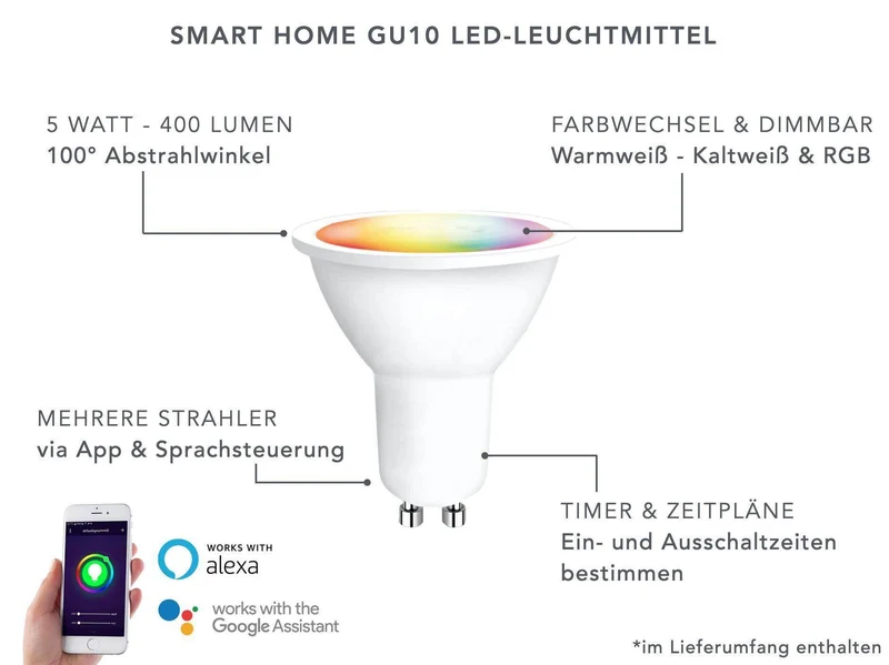 LED Bodenstrahler schwenkbar IP67 schwarz mit RGB Farbwechsel - Smart Home Alexa & Google
