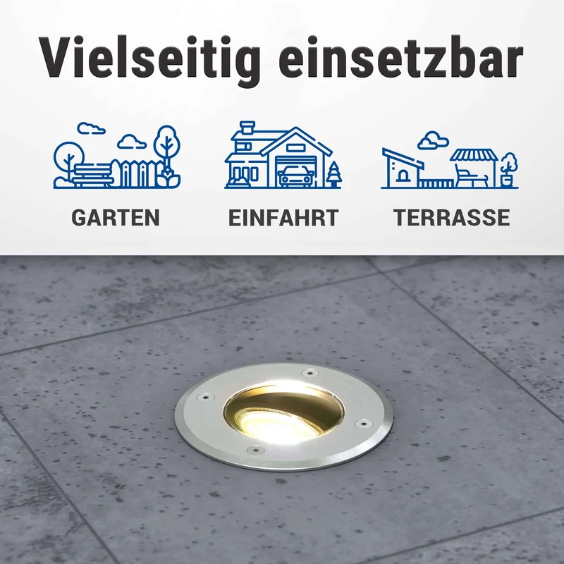 LED Bodenstrahler schwenkbar rund IP67 mit RGB+CCT Farbwechsel 5W GU10