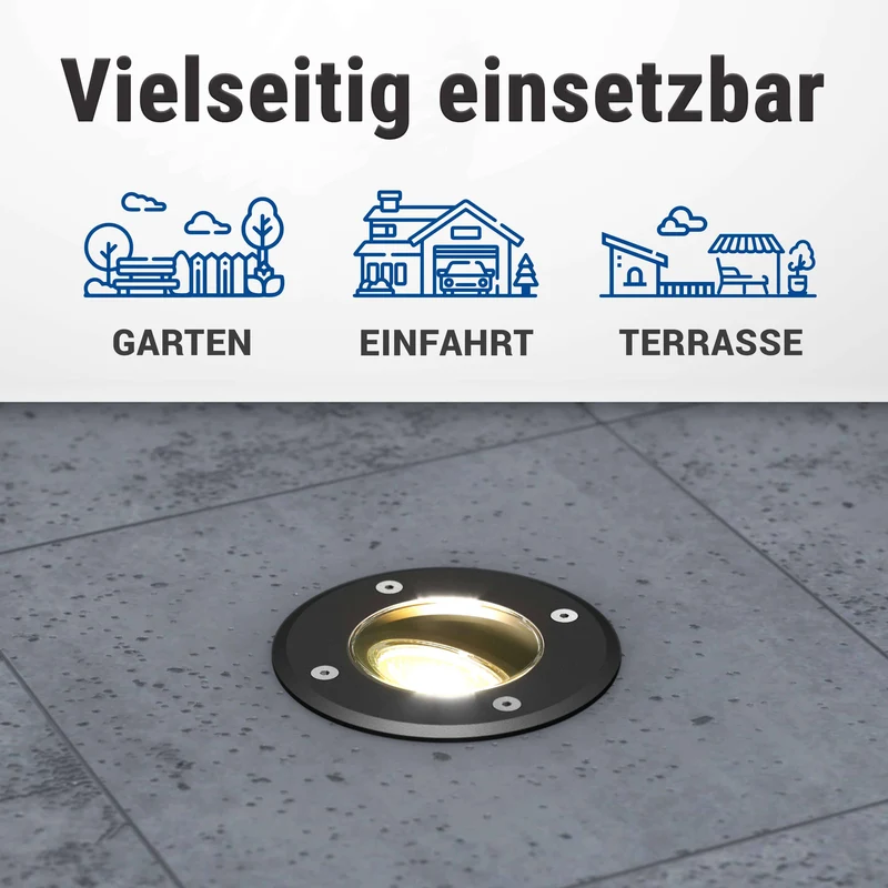 LED Bodenstrahler schwenkbar IP67 rund schwarz inkl. 5W GU10 230V