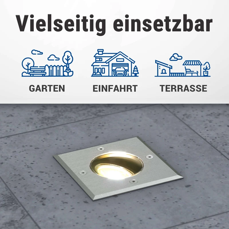 LED Bodenstrahler schwenkbar IP67 quadratisch inkl. 5W GU10 230V