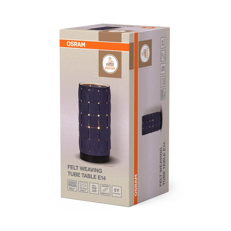 OSRAM DECOR Tischleuchte Decor Felt Weaving Tube grau, E14
