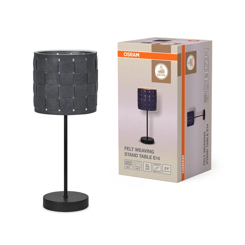 OSRAM DECOR Tischleuchte Decor Felt Weaving Stand grau, E14