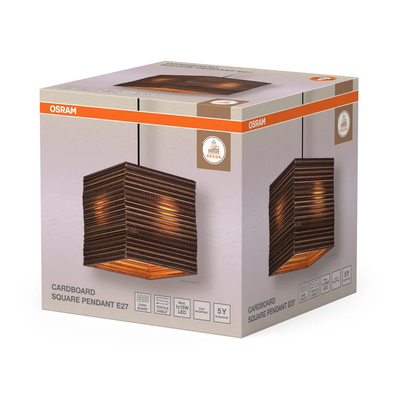 OSRAM DECOR Pendelleuchte Decor Cardboard Square braun, E27