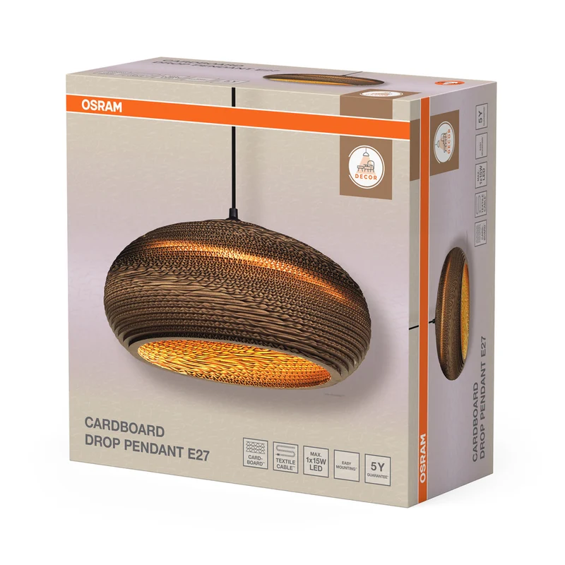 OSRAM DECOR Pendelleuchte Decor Cardboard Drop braun, E27