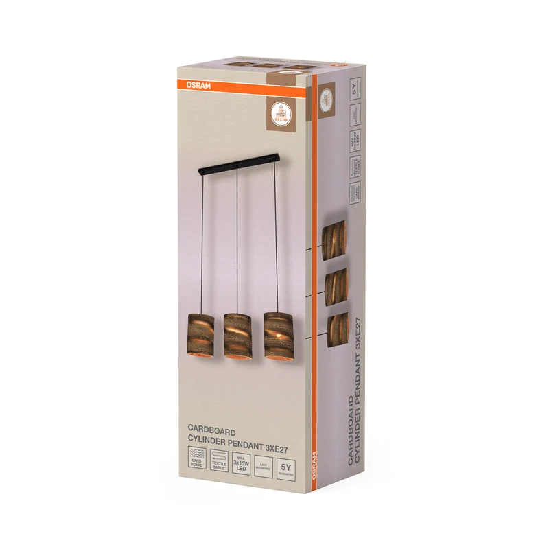 OSRAM DECOR Pendelleuchte Decor Cardboard Cylinder braun, 3xE27