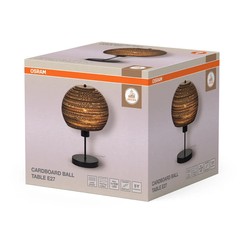 OSRAM DECOR Tischleuchte Decor Cardboard Ball braun, E27