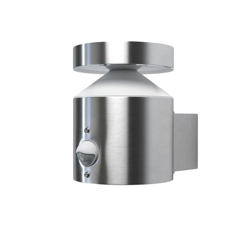 OSRAM ENDURA Style Cylinder Außenwandleuchte mit Sensor 150mm, 3000K, 660lm, 6W, modernes Edelstahl-Design, IP44 für Eingänge und Fassaden