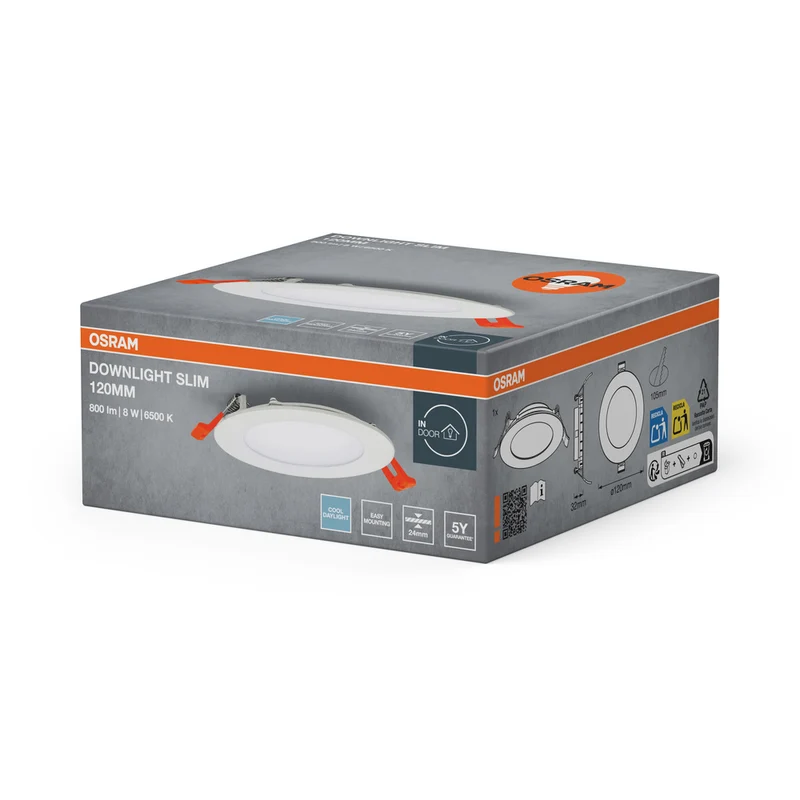 OSRAM RECESS SLIM DOWNLIGHT LED Deckenleuchte, Ø 120mm, 220…240V 8W / 6500K Kaltweiß