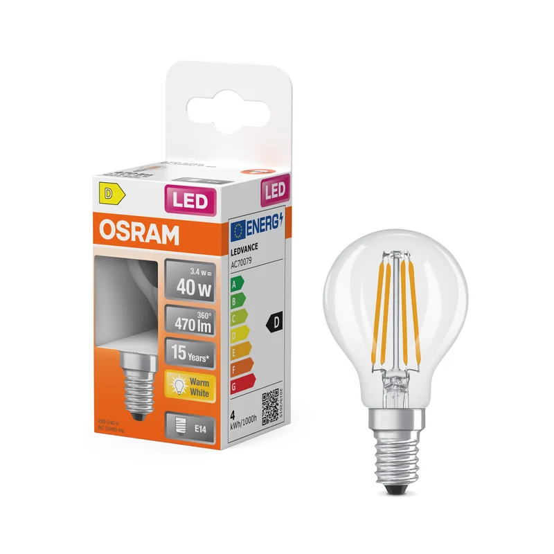 OSRAM Retrofit Classic P LED Lampe matt (ex 40W) 4W / 2700K Warmweiß E14