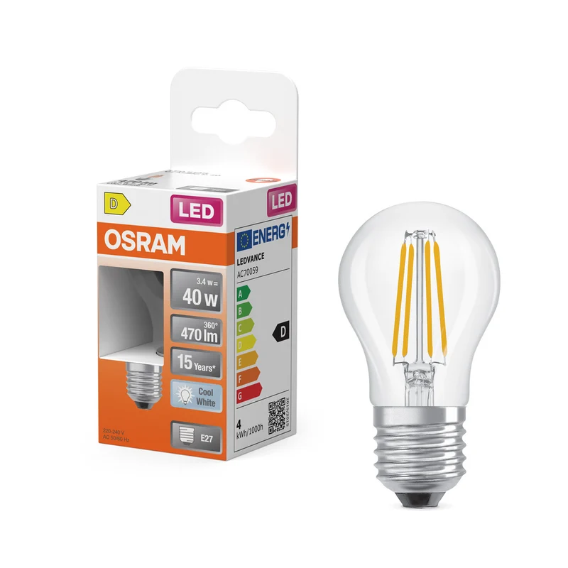 OSRAM Retrofit Classic P LED Lampe (ex 40W) 4W / 4000K Kaltweiß E27