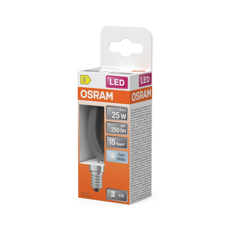 OSRAM Retrofit Classic B LED Lampe Kerzenform (ex 25W) 2,5W / 4000K Kaltweiß E14