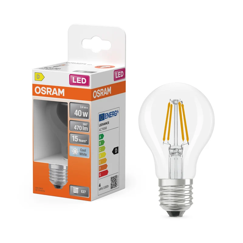 OSRAM Retrofit Classic A LED Lampe (ex 40W) 4W / 4000K Kaltweiß E27